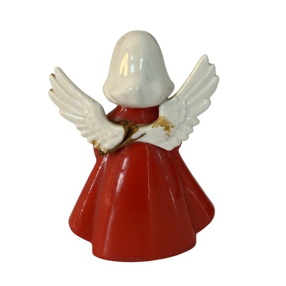 Vintage Nippon Angel Girl Holding Candle Christmas Figurine Red Gold Japan FLAW - Picture 3 of 16